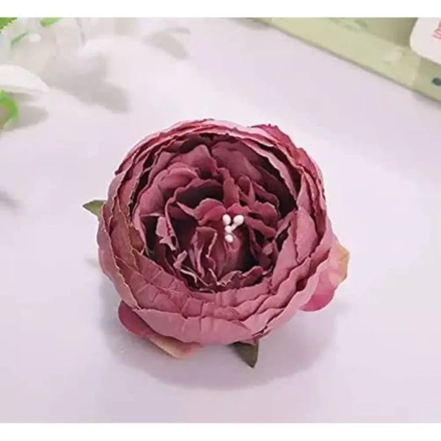 SATYAM KRAFT 6 Pcs Artificial Fabric Rose Flower Heads | Handmade Peony Style Flowers for DIY Crafting, Gift Packing, Bouquet Making, Wedding, Home, Diwali & Event Decoration
